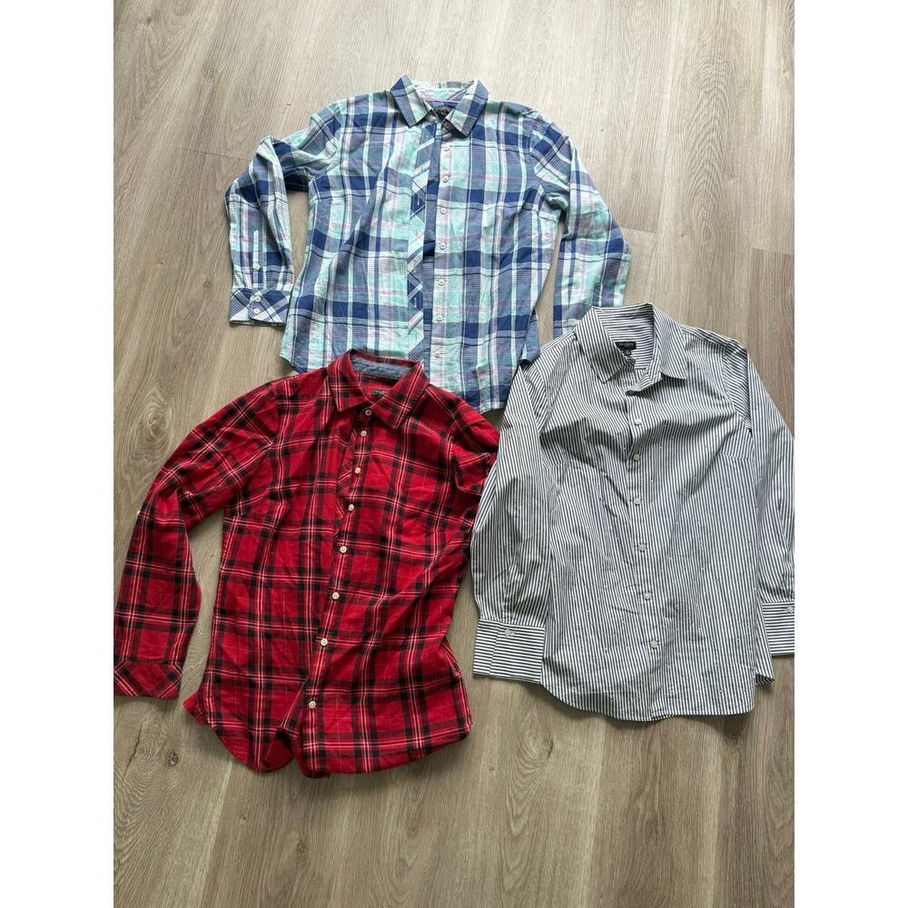 Talbots Button Down shirts, lot of 3, Plaid, Stripes, size 2-4 Petite